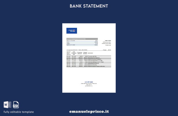 modello Excel di estratto conto bancario stile verificato Laos Lao Viet